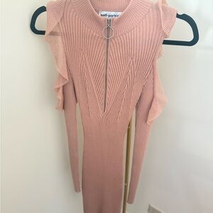 Self-Portrait Blush Ribbed Knit Dress